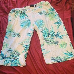 Onque Casuals Kids Tropical Leaf Shorts - Green and Blue